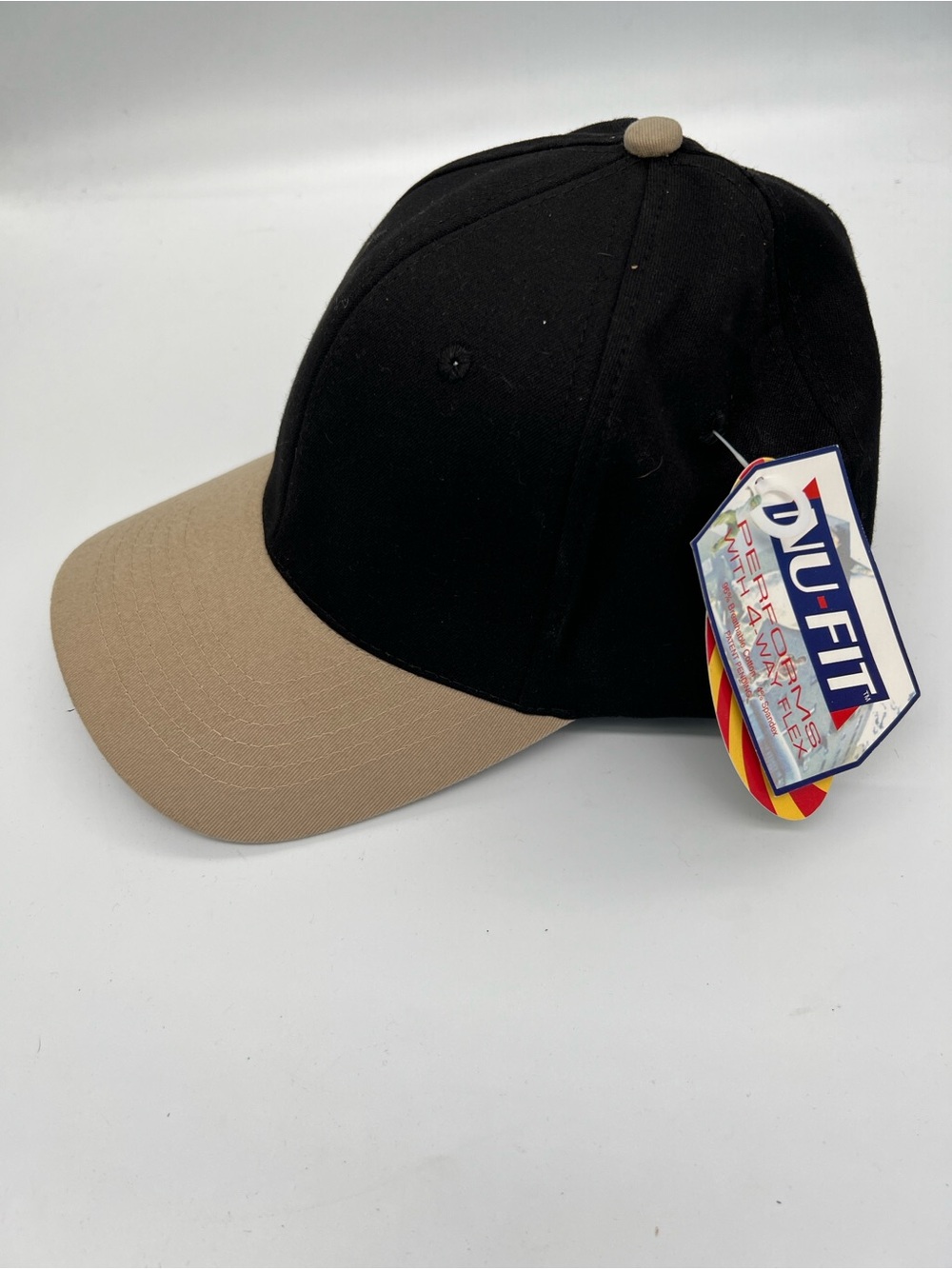 NU-FIT Black and Tan Two-Tone Baseball Cap